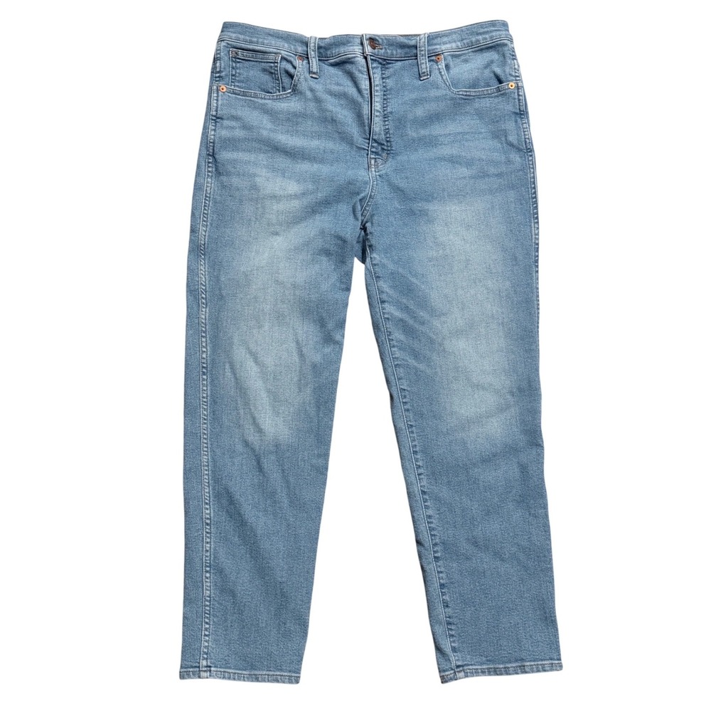 Madewell Stovepipe High Rise Straight Leg Jeans Blue Light Wash Size 32 Stretch